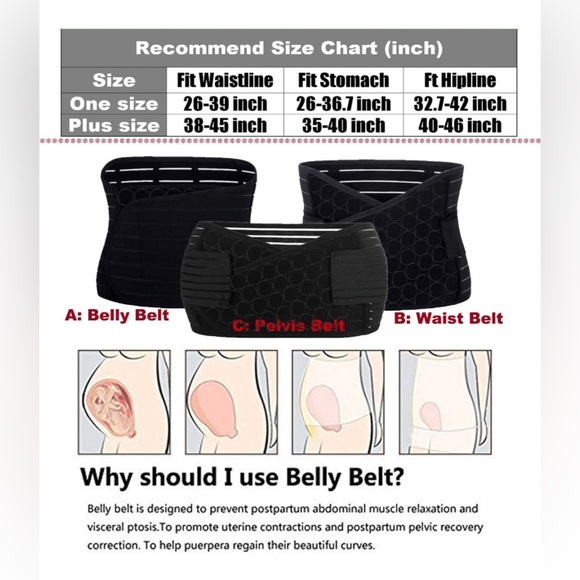 NEW 3 in 1 POSTPARTUM BELT, PLUS SIZE, black - Picture 5 of 16